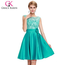 Grace Karin V-Back Noche Formatura Lace Green Formal Short Prom Dress Abito Da Sera Formale Vestidos CL6116-1#